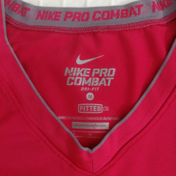 Pink Nike Pro Combat, Dri-fit, athletic long sleeve shirt. M - Picture 2 of 5
